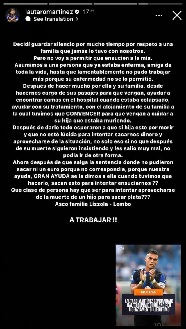 世俱杯赔率-非法解雇重病保姆？劳塔罗愤怒回应指控